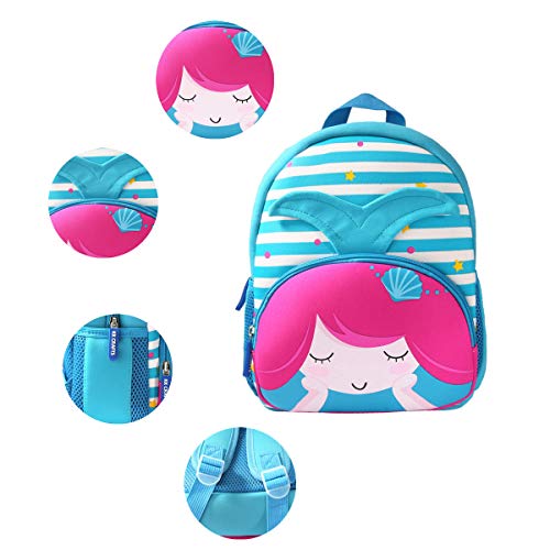 KK CRAFTS Preschool Backpack Toddler Neoprene Animal Schoolbag Lunch backpack for Kids Boys Girls(Mermaid) - Image 5