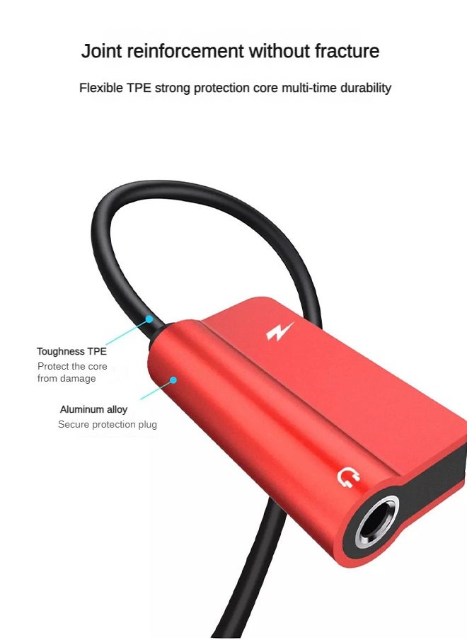 DUDAO - 2-in-1 Lightning adapter, supports simultaneous charging and music, 150mm portable design, high-quality TPE+aluminum alloy material, suitable for games, calls and singing - Image 1