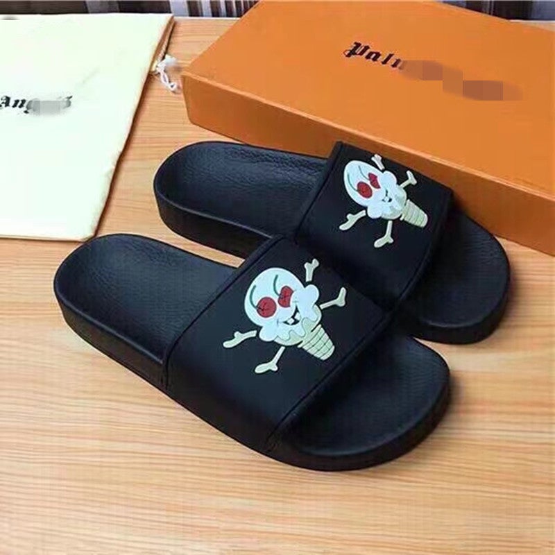 Cambodia Vietnam Nigeria high-end outdoor letter graffiti printed Palm Beach men and women angel flip-flops Skull 