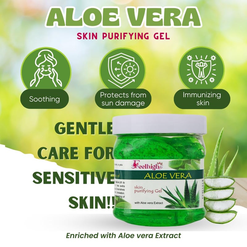 Feelhigh Combo 4 aelovera skin purifying gel 500ml Skin care products Aloe Vera Gel Great for Face Acne Glowing and Radiant Skin Hydrating Gel Relieves Itchy Irritated Skin pack 4 - Image 2