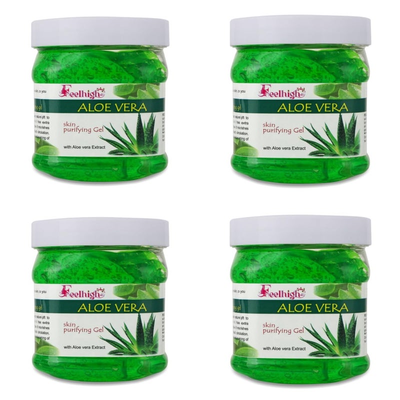 Feelhigh Combo 4 aelovera skin purifying gel 500ml Skin care products Aloe Vera Gel Great for Face Acne Glowing and Radiant Skin Hydrating Gel Relieves Itchy Irritated Skin pack 4 - Image 1