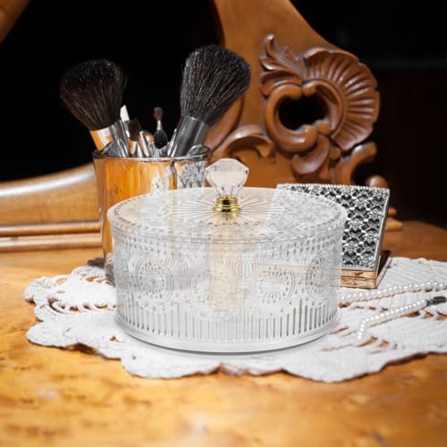 HOLIDYOYO Apothecary Jar with Lid Embossed Plastic Candy Cookie Bowl with Lid Decorative Jewelry Organizer Box for Home Party - Image 4