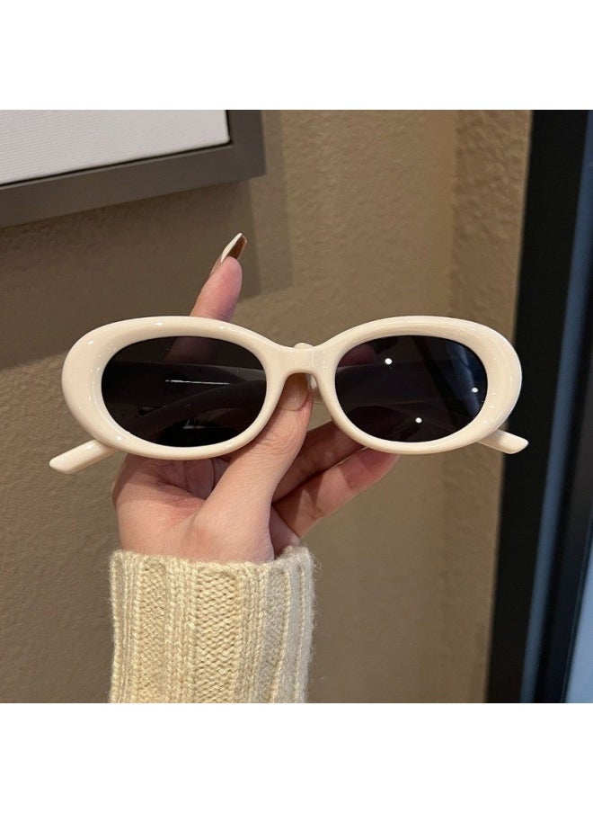 Generic - New Fashion Vintage Sunglasses Woman Brand Designer Oval Mirror Sun Glasses Female Black Frame Eyewear UV400 Gafas De Sol-Lenses Color:A-Frame Color:1PC - Image 1
