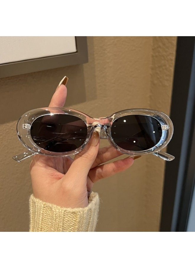 Generic - New Fashion Vintage Sunglasses Woman Brand Designer Oval Mirror Sun Glasses Female Black Frame Eyewear UV400 Gafas De Sol-Lenses Color:A-Frame Color:1PC - Image 1