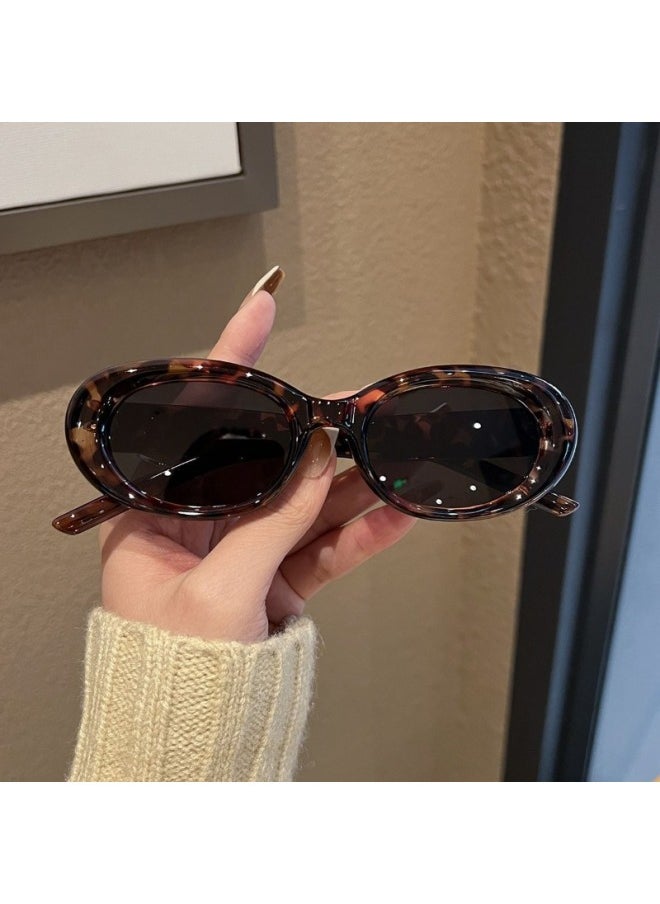 Generic - New Fashion Vintage Sunglasses Woman Brand Designer Oval Mirror Sun Glasses Female Black Frame Eyewear UV400 Gafas De Sol-Lenses Color:A-Frame Color:1PC - Image 1