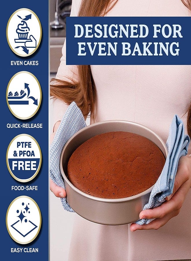 BluBasket Nonstick Round Cake Pan for Oven, 8" Heavy Duty Carbon Steel Baking Pan, Champagne Gold - Image 4