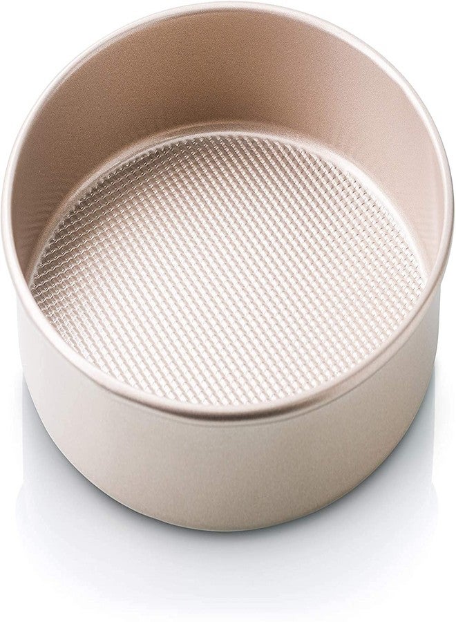 BluBasket Nonstick Round Cake Pan for Oven, 8" Heavy Duty Carbon Steel Baking Pan, Champagne Gold - Image 1