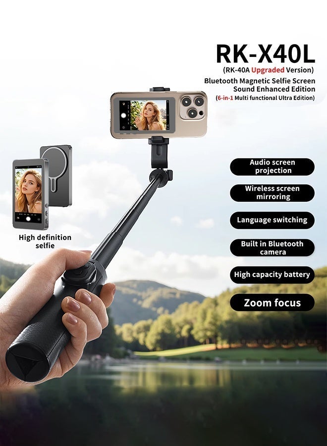 تيليسن شاشة مراقبة سيلفي للفيديوهات، شاشة مغناطيسية للفيديوهات، شاشة سيلفي لهواتف آيفون، شاشة مراقبة سيلفي للكاميرا الخلفية، خاصية عكس الشاشة لاسلكيًا مع جهاز تحكم عن بُعد، أساسيات صناعة المحتوى، البث المباشر وتيك توك - Image 2