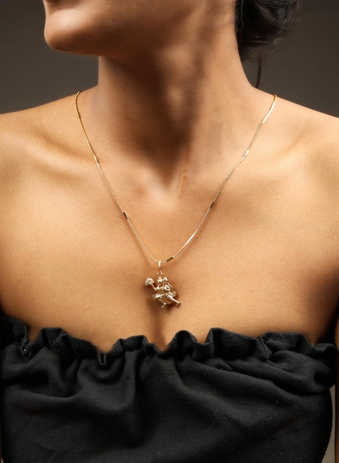 Jetwals Gold Hanuman Pendant Necklace, Religious Hindu Deity Charm, Chain - Image 2