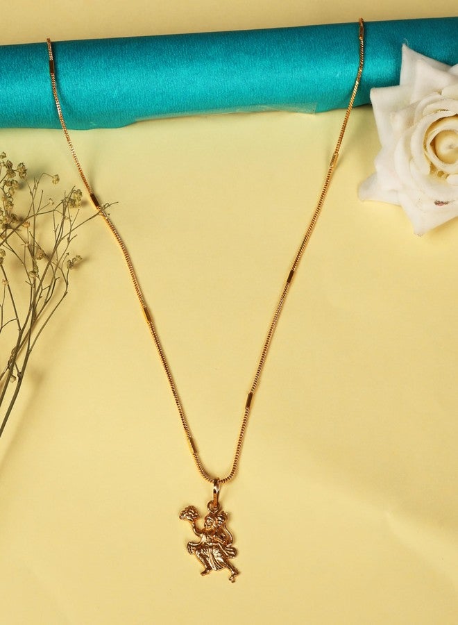 Jetwals Gold Hanuman Pendant Necklace, Religious Hindu Deity Charm, Chain - Image 3