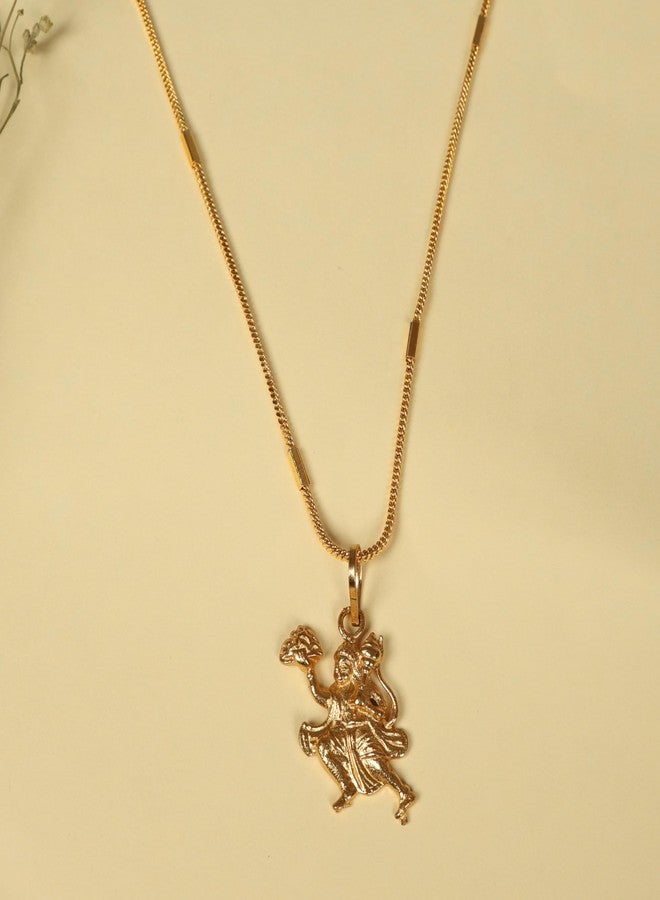 Jetwals Gold Hanuman Pendant Necklace, Religious Hindu Deity Charm, Chain - Image 4