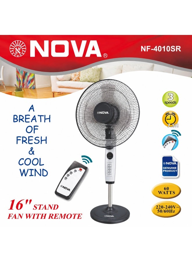 NOVA Pedestal Standing Fan 60W, Remote Controlled Convenience, Strong Wind Performance, Multi Speed Airflow Settings, 7.5 Hour Timer, Stable Base Design For Home And Workplace Use - Image 1
