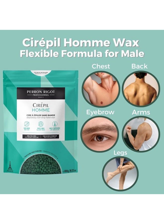 cirepil Homme - 800g / 28.22 oz Wax Beads Bag - Fresh Marine Scent - Flexible Formula for Male, Easy Application and Removal - Image 3