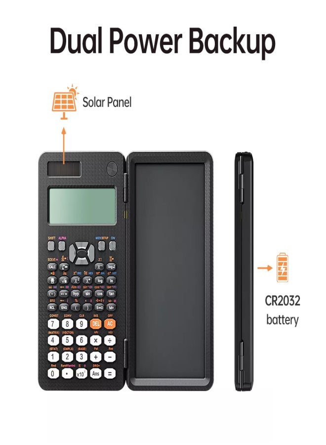 Desktop Scientific Calculator with 6.5inch Erasable LCD Writing Tablet Multi-Functional Math Calculator 417 Functions Dot matrix Display  Solar Power and Battery Operated Suitable for Office School Home for  Teachers College Students Accountant - Image 2