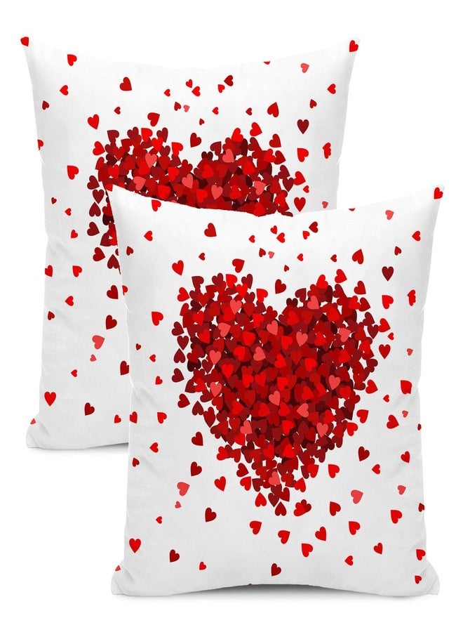 AEIOAE Valentines Pillow Covers 18x18 Inch Set of 2,Red Pink Love Heart Throw Pillows Case,Valentine's Day Mother's Day Anniversary Holiday Decor Cushion Covers Farmhouse Outdoor Decor for Sofa Bed - Image 1