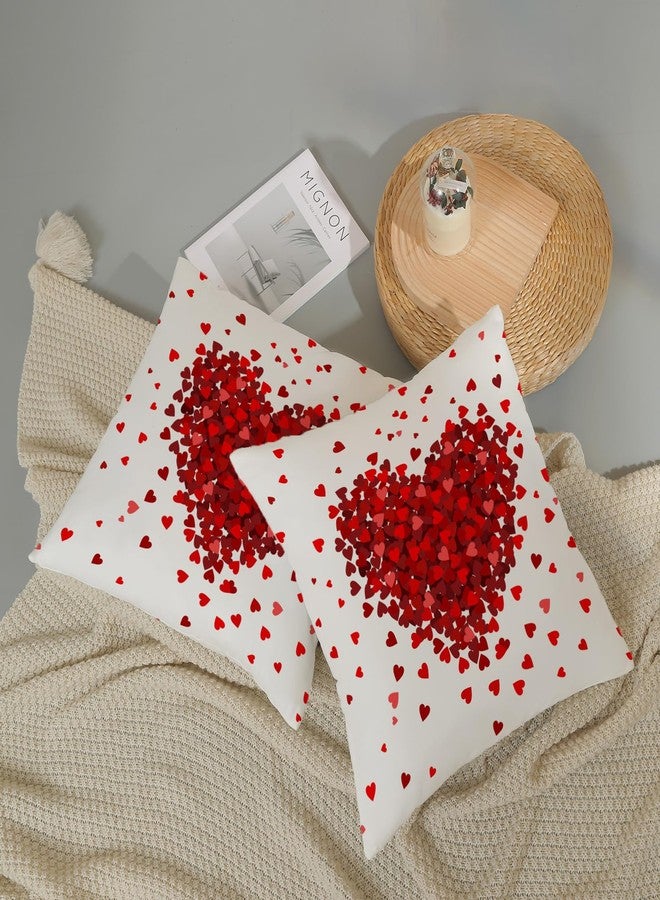 AEIOAE Valentines Pillow Covers 18x18 Inch Set of 2,Red Pink Love Heart Throw Pillows Case,Valentine's Day Mother's Day Anniversary Holiday Decor Cushion Covers Farmhouse Outdoor Decor for Sofa Bed - Image 5