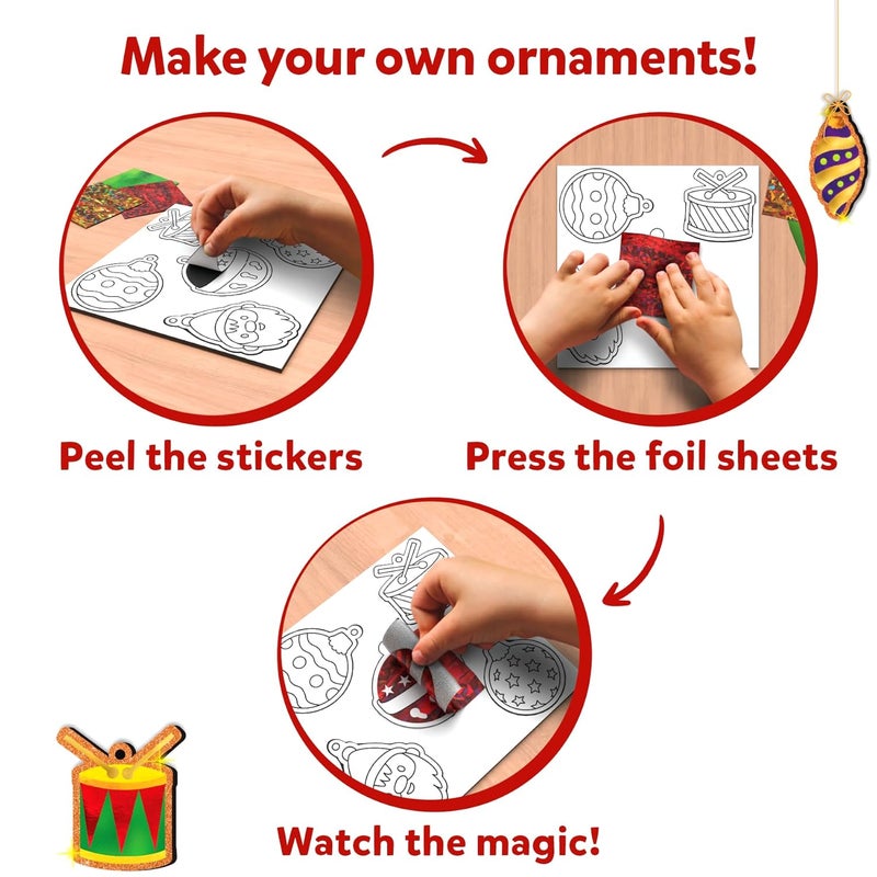 Skillmatics Foil Fun - Christmas Ornaments, Mess Free Art for Kids, Festive Holiday Craft Kits, DIY Decor Creative Activity, Gifts for Girls & Boys Ages 4, 5, 6, 7, 8, 9, and Up - Image 4