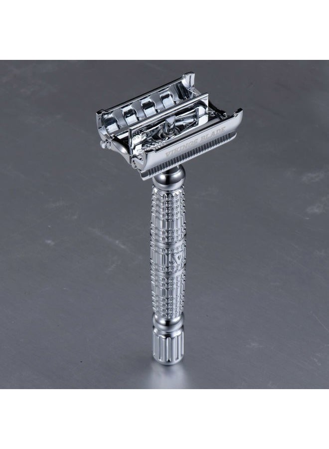 VIKINGS BLADE Double Edge Safety Razor for Men + 5 Swedish Steel Blades + Luxury Case. Long Handle. Smooth, Reusable, Eco-Friendly (The Vulcan) - Image 3