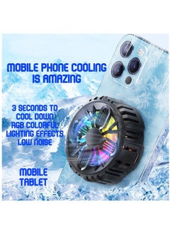 مبرد هاتف محمول مغناطيسي، مناسب لمروحة تبريد الهاتف الخلوي iPhone/IPad/Android، مع RGB، يبرد في 3 ثوانٍ
