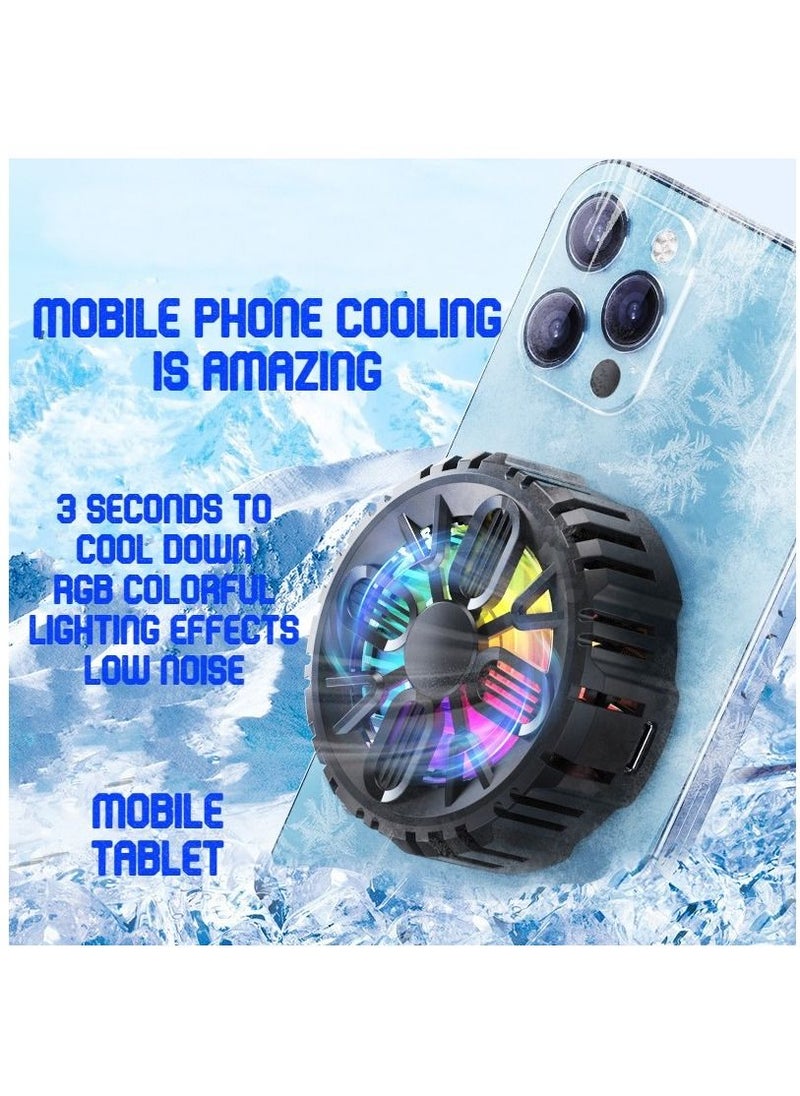 ماركة غير محددة - مبرد هاتف محمول مغناطيسي، مناسب لمروحة تبريد الهاتف الخلوي iPhone/IPad/Android، مع RGB، يبرد في 3 ثوانٍ - Image 1