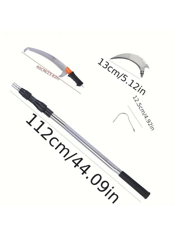 Telescopic Stainless Steel High Altitude Saw With Hook Curved Blade Pole Up To 3M - Image 1