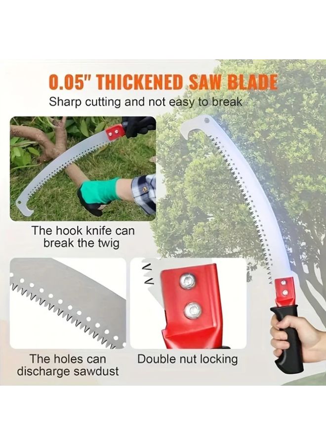 Telescopic Stainless Steel High Altitude Saw With Hook Curved Blade Pole Up To 3M - Image 3