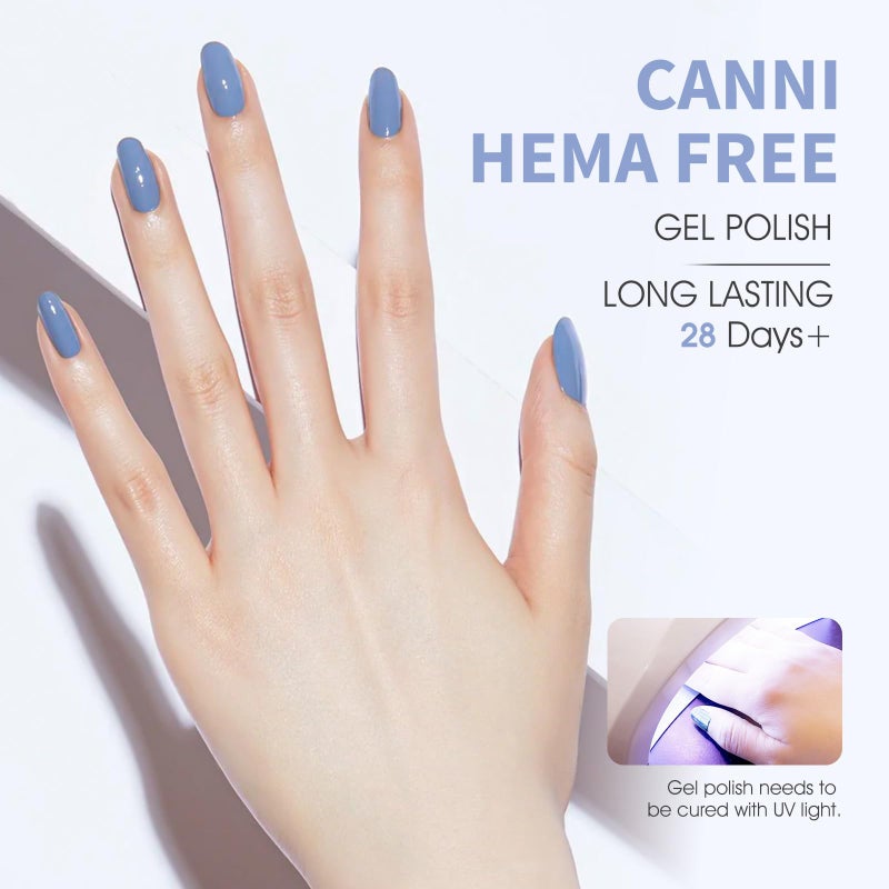 CANNI Blue Gel Nail Polish, 1Pcs Light Baby Blue Gel Polish Pastel Color High Gloss Soak Off U V Nail Manicure Salon DIY - Image 3