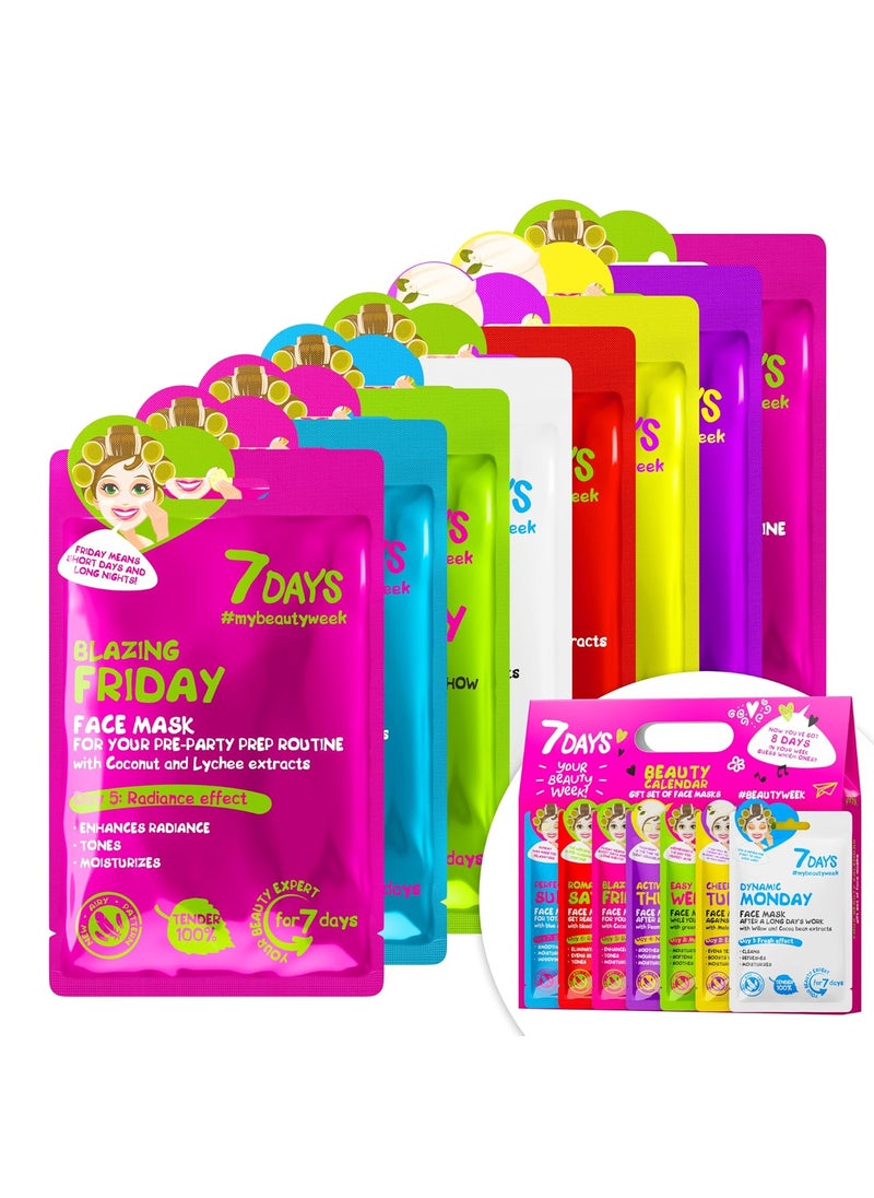 7Days 7DAYS Face Masks Skincare Gift Set | Face masks skincare korean Beauty Gift Set for Women | Face mask skincare korean Set Moisturising, Brightening, Nourishing, Hydrating, Soothing, Refreshing, 8 pcs 