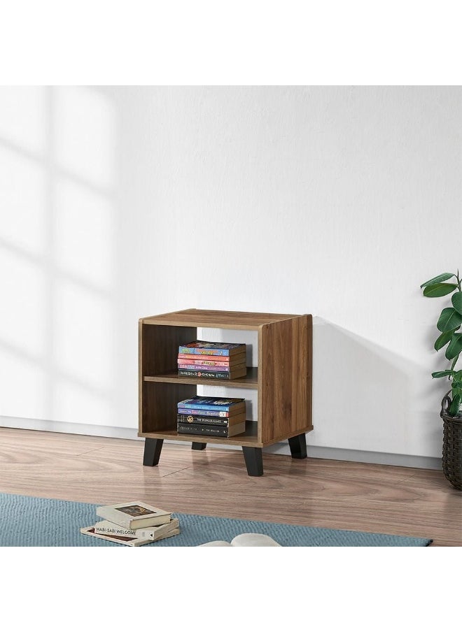 DANUBE HOME Supreme End Table – Modern Wooden Side Table for Living Room, Bedroom, Office – Stylish Accent Table with Storage for Home Decor, Sofa, Bedside, and Décor - Light Walnut  - Image 1