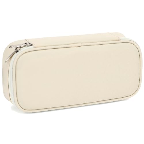 FlowFly Large Capacity Pencil Case for Kids, Boys & Girls – Zippered Multi-Functional Pen Pouch, Soft & Portable Pencil Bag for School, Teens, Students, Beige - Image 1
