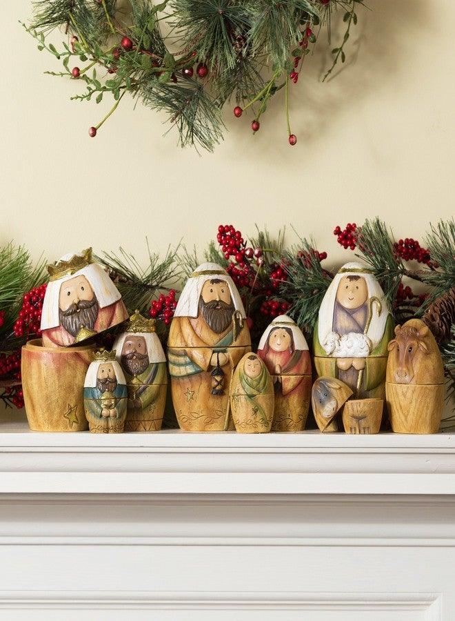 Roman Holy Family Three Kings and Shepherd Christmas Nativity Nesting Dolls Set of 9 - Image 1