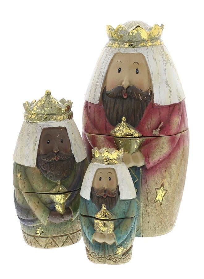 Roman Holy Family Three Kings and Shepherd Christmas Nativity Nesting Dolls Set of 9 - Image 4