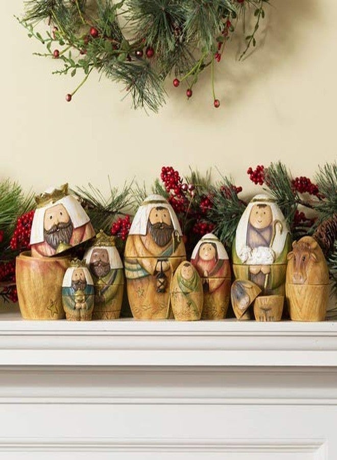 Roman Holy Family Three Kings and Shepherd Christmas Nativity Nesting Dolls Set of 9 - Image 2