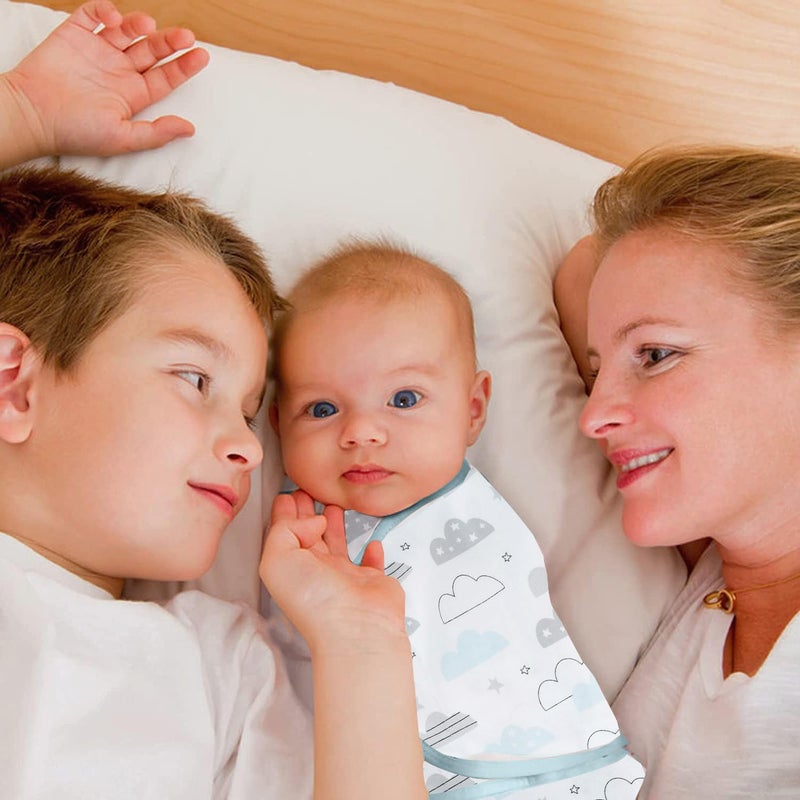 insular Baby Swaddle Sacks, Swaddle Blanket for Newborn and Infant, Adjustable Velcro Set for Boy and Girl, Soft Cotton Baby Sleep Sack 3 Pack (Clouds, Small(0-3M)) - Image 5