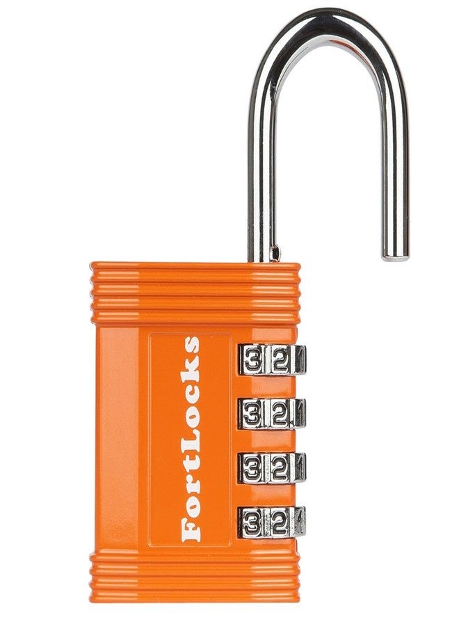 FortLocks Padlock - 4 Digit Combination Lock for Gym Outdoor & School Locker, Fence, Case & Shed - Heavy Duty Resettable Set Your Own Combo - Waterproof & Weatherproof (4 Pack - Orange) - Image 5