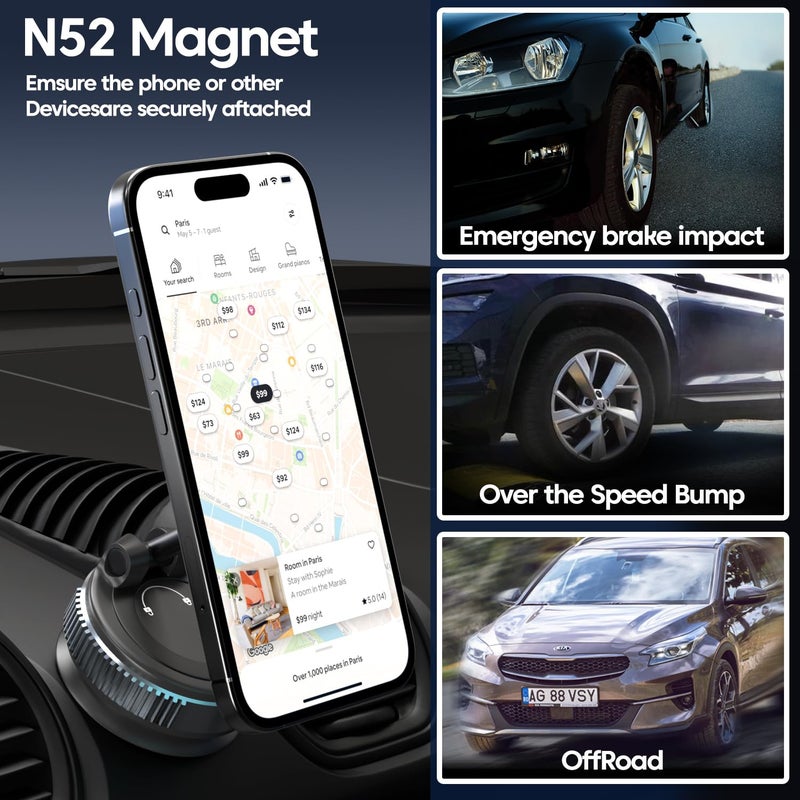 Sounce Universal Magnetic Phone Mount with 360° Rotation and Cup, Designed for Hands-Free Use in Cars, Home Gyms, Mirrors, and Showers, Compatible with All Smartphones – Extended - Image 5