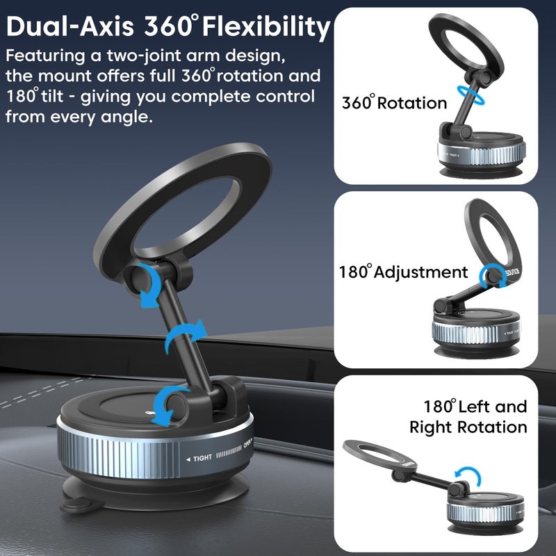 Sounce Universal Magnetic Phone Mount with 360° Rotation and Cup, Designed for Hands-Free Use in Cars, Home Gyms, Mirrors, and Showers, Compatible with All Smartphones – Extended - Image 3
