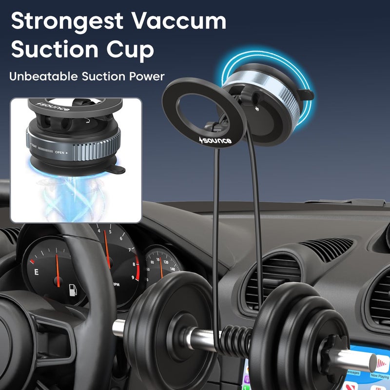 Sounce Universal Magnetic Phone Mount with 360° Rotation and Cup, Designed for Hands-Free Use in Cars, Home Gyms, Mirrors, and Showers, Compatible with All Smartphones – Extended - Image 2