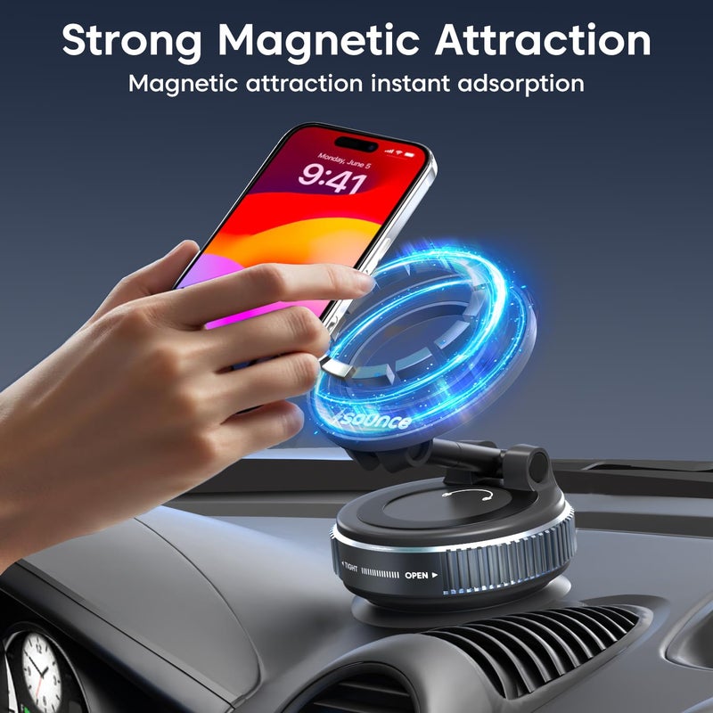 Sounce Universal Magnetic Phone Mount with 360° Rotation and Cup, Designed for Hands-Free Use in Cars, Home Gyms, Mirrors, and Showers, Compatible with All Smartphones – Extended - Image 4