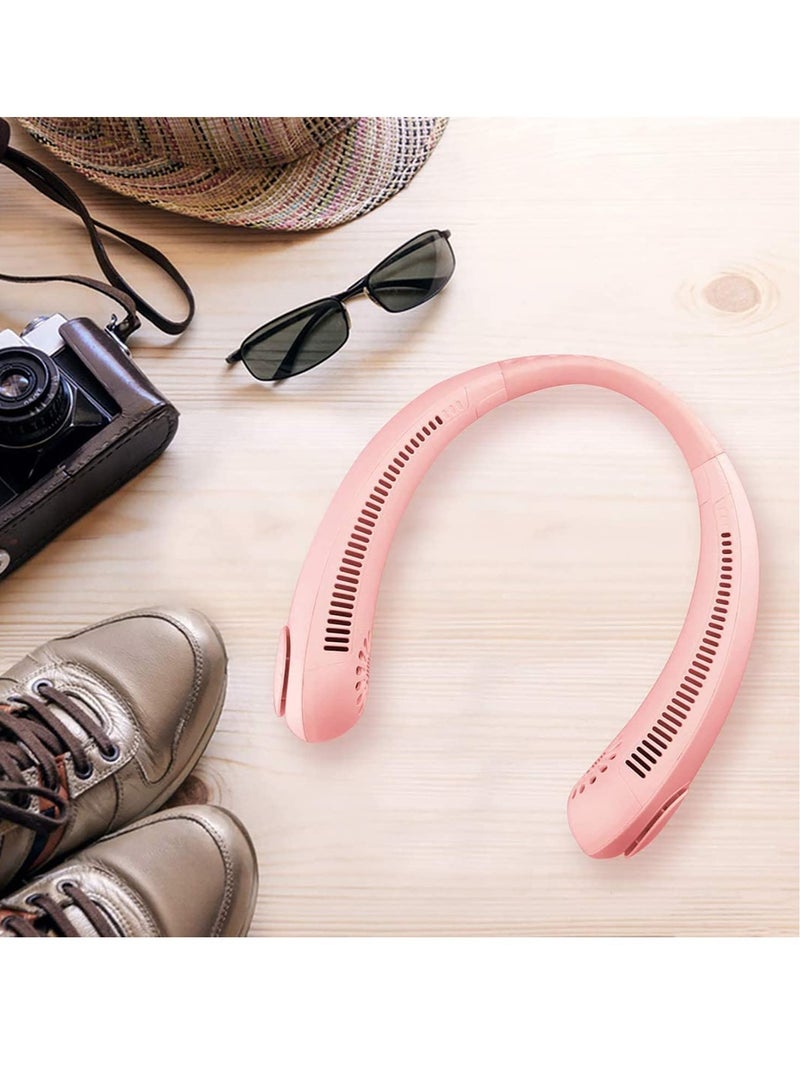 Portable Neck Fan, Hands Free Bladeless Cooling Hanging Fan, 3000mAh Rechargeable Mini Fan, 3 Speeds-Personal Air Conditioner for Outdoor, Travel, Office, Running...(Pink) - Image 1
