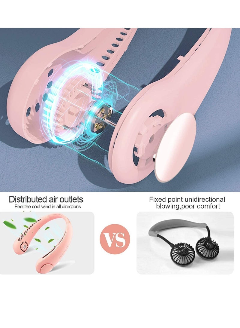 Portable Neck Fan, Hands Free Bladeless Cooling Hanging Fan, 3000mAh Rechargeable Mini Fan, 3 Speeds-Personal Air Conditioner for Outdoor, Travel, Office, Running...(Pink) - Image 3