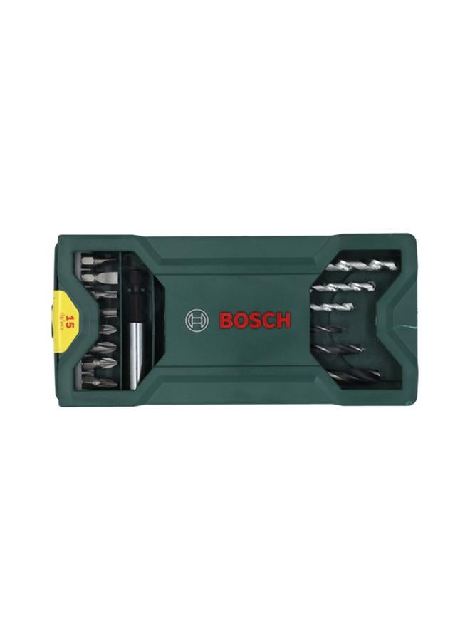 BOSCH 15-Piece Mini X-Line Drill and Screwdriver Bit Set Silver and Black JE2 607 019 579  - Image 1