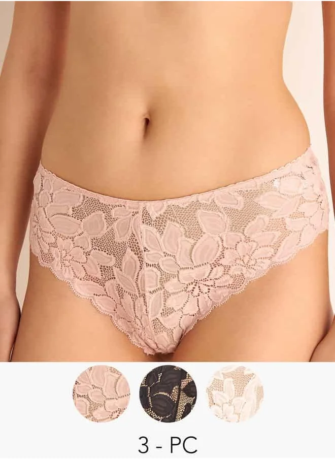 فاف Set of 3 - Lace Detail Briefs