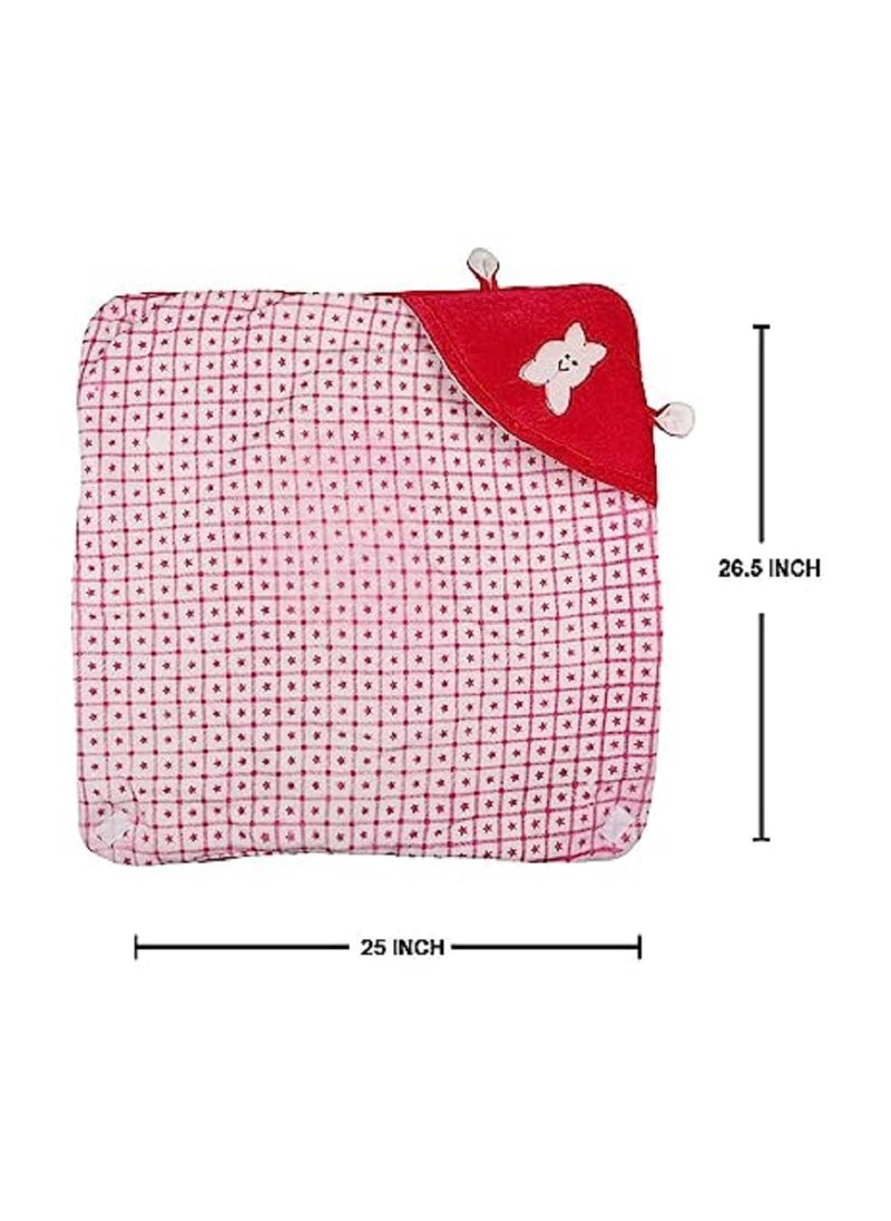Wavva Wavva 3in1 Hooded Baby Blanket Wrapper Unisex Towel All Season Soft Swaddle Nursing Gift Foldable Blanket TravelFriendly Quilts for New Born Baby Boys and Girls Red  - Image 2