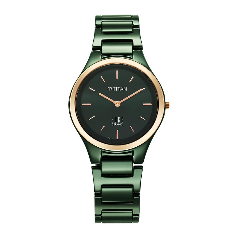 Edge Titan Edge Bicolour Quartz Analog Green Dial Green Ceramic Strap Watch for Women/NT2653KC12 - Image 5
