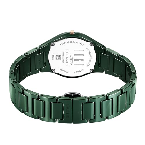 Edge Titan Edge Bicolour Quartz Analog Green Dial Green Ceramic Strap Watch for Women/NT2653KC12 - Image 2