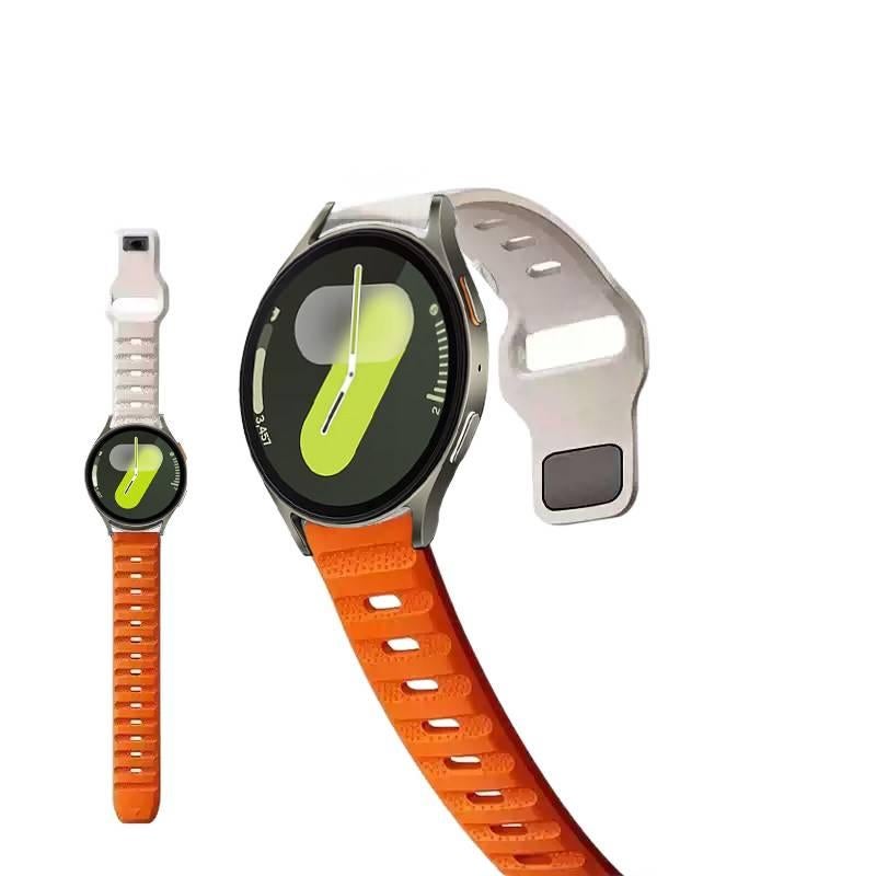 سوار ساعة ذكية رياضي من السيليكون متوافق مع Samsung Galaxy Watch 8 Classic بملاءمة قابلة للتعديل وحزام ناعم للاستبدال اليومي باللون برتقالي قابل للتعديل للاستخدام العملي للهدايا - Image 2