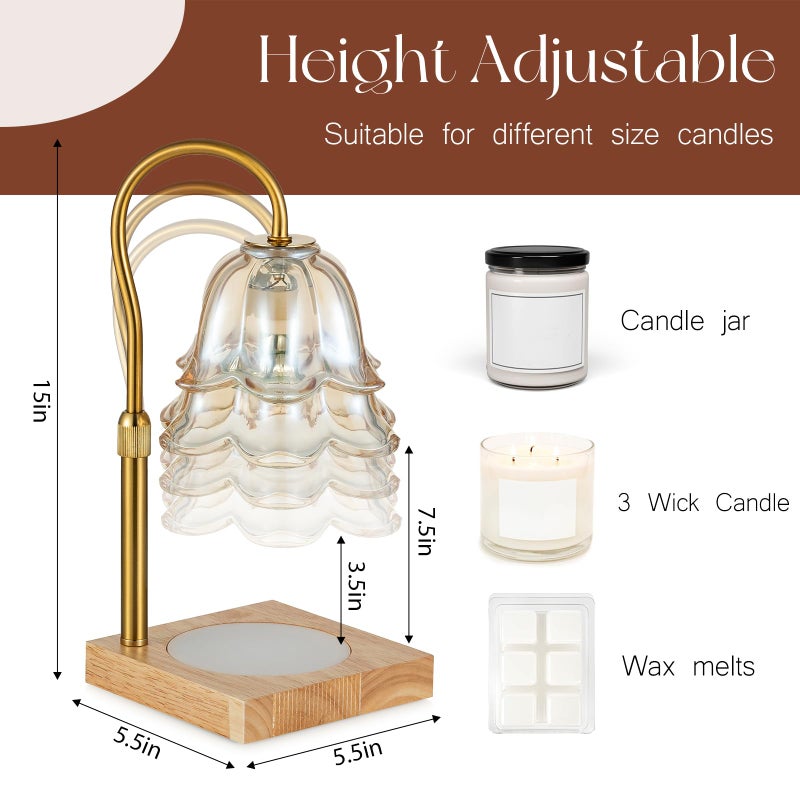 Candeldo Candle Warmer Lamp with Timer: 7 Colors LED Changing Flower Candle Warmers with 2 Blubs Dimmable Wax Melt Home Decor Birthday Mom Birthday Gift for Women - Image 2