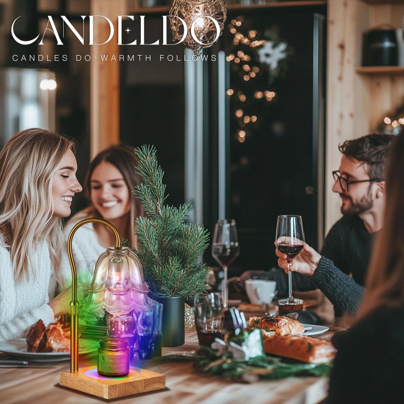 Candeldo Candle Warmer Lamp with Timer: 7 Colors LED Changing Flower Candle Warmers with 2 Blubs Dimmable Wax Melt Home Decor Birthday Mom Birthday Gift for Women - Image 4