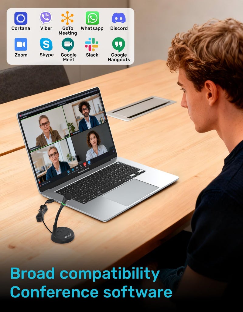 Etour Mic for Mac mini m4, USB C Microphone, Plug &Play Desktop Cardioid Condenser External Small Computer Mic for Laptop, Mute Button, for Windows, MacBook Pro/Air, for Recording, Dictation/Meeting - Image 2